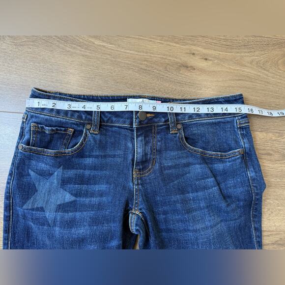 Cabi Almost Famous Slim Boyfriend Star Print Jeans Frayed Hem Size 2 #3937 - Picture 9 of 11